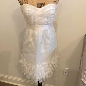 Phoebe couture size 8 strapless 100% silk feathered bottom party dress!